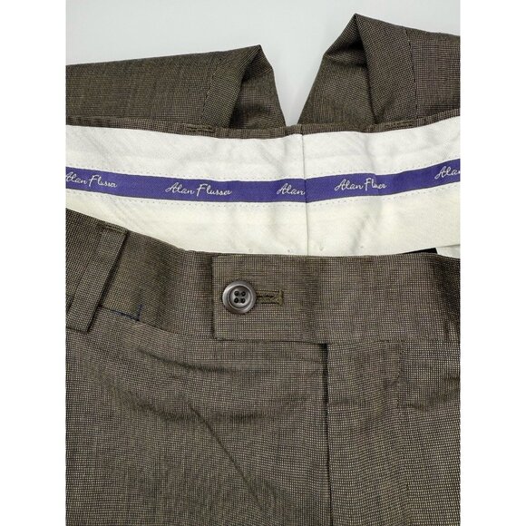 Alan Flusser Men's Dress Pants 38x30 Brown Wool Blend Pleated Classic Fit - Picture 1 of 7
